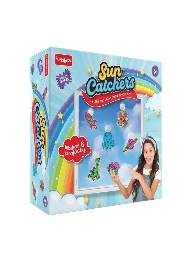 Funskool Handycrafts Sun Catchers, Suncatchers of 6 Attractive Designs, Toys for Kids, Art and Craft Kit, DIY Kit for Kids, Ages 6 Years and Above, Multicolour - Image 1